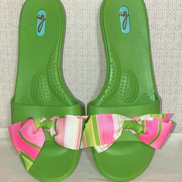 OKAL RUBBER SLIDES LIME GREEN - Picture 1 of 10